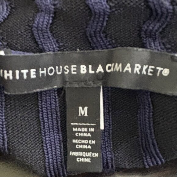 2/$30 White House Black Market Mock Neck Yoked Sweater Indigo Medium #9884 - Picture 8 of 11